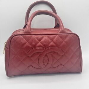 CHANEL timeless CC bowler bag quilted caviar